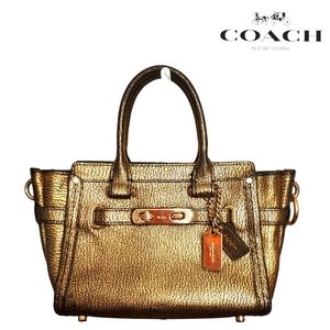 Coach Swagger Metallic Pebble Leather Crossbody Bag